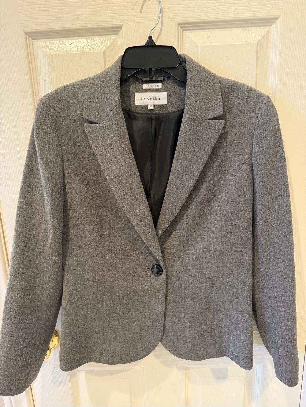 Calvin Klein Gray Single-Button Stretch Blazer